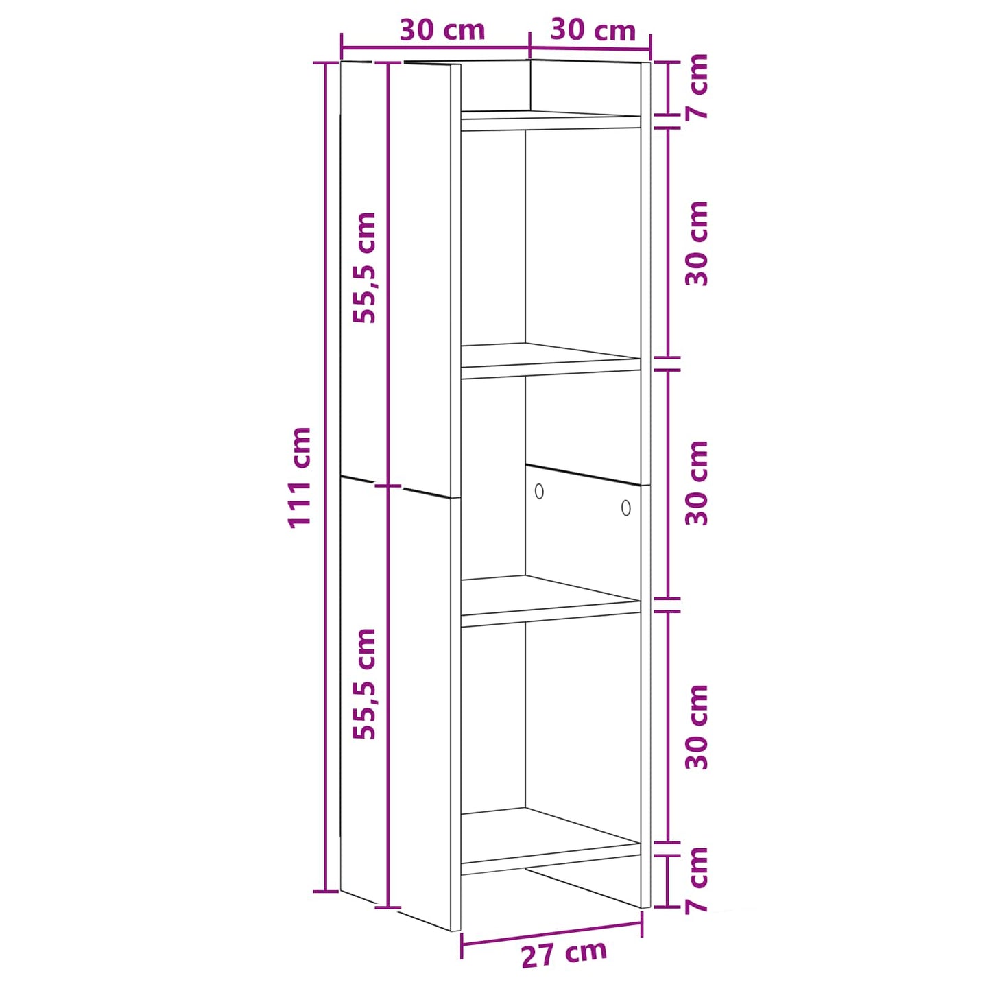 Bogreol Sort eg 30 x 30 x 111 cm Konstrueret træ