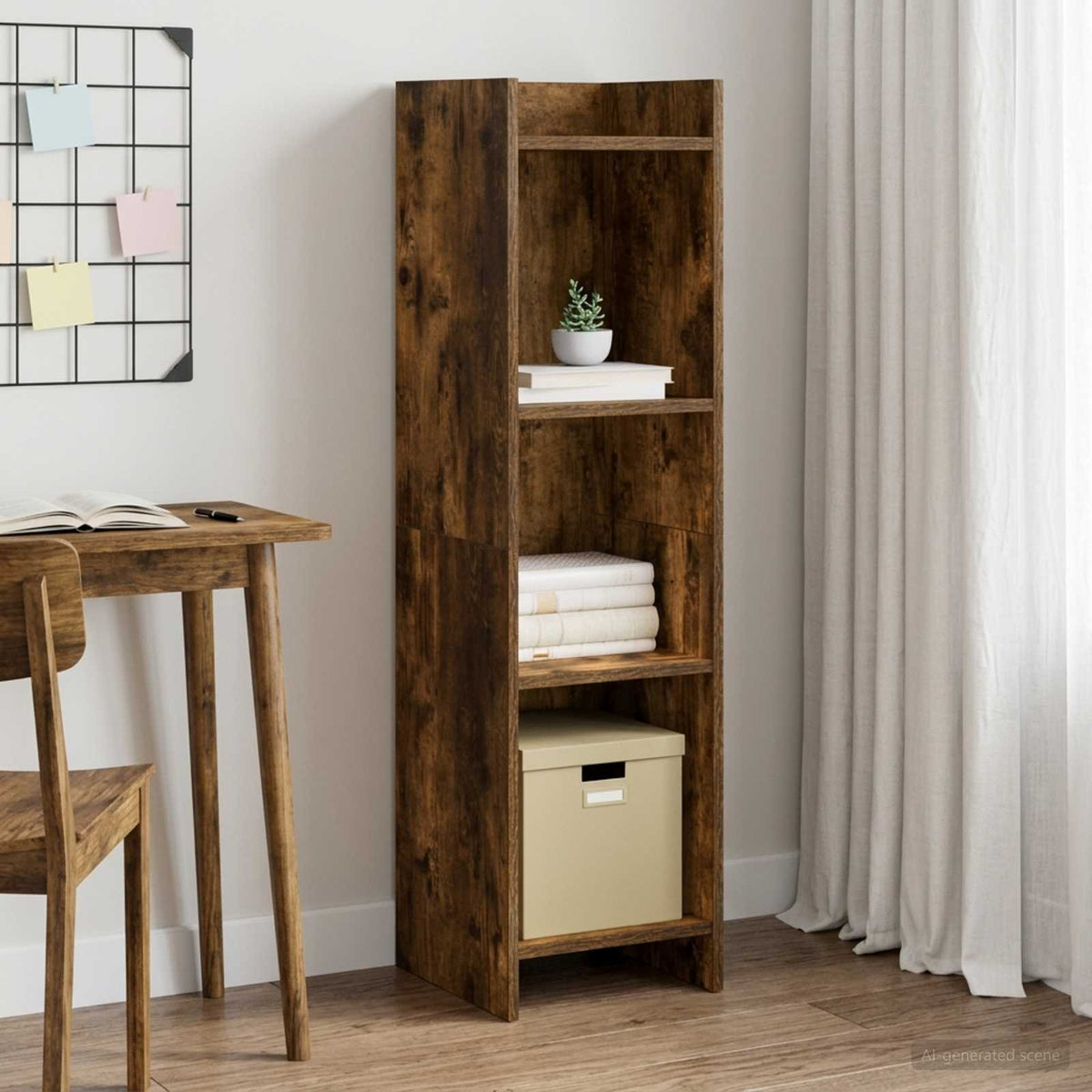 Bogreol Røget eg 30 x 30 x 111 cm Konstrueret træ