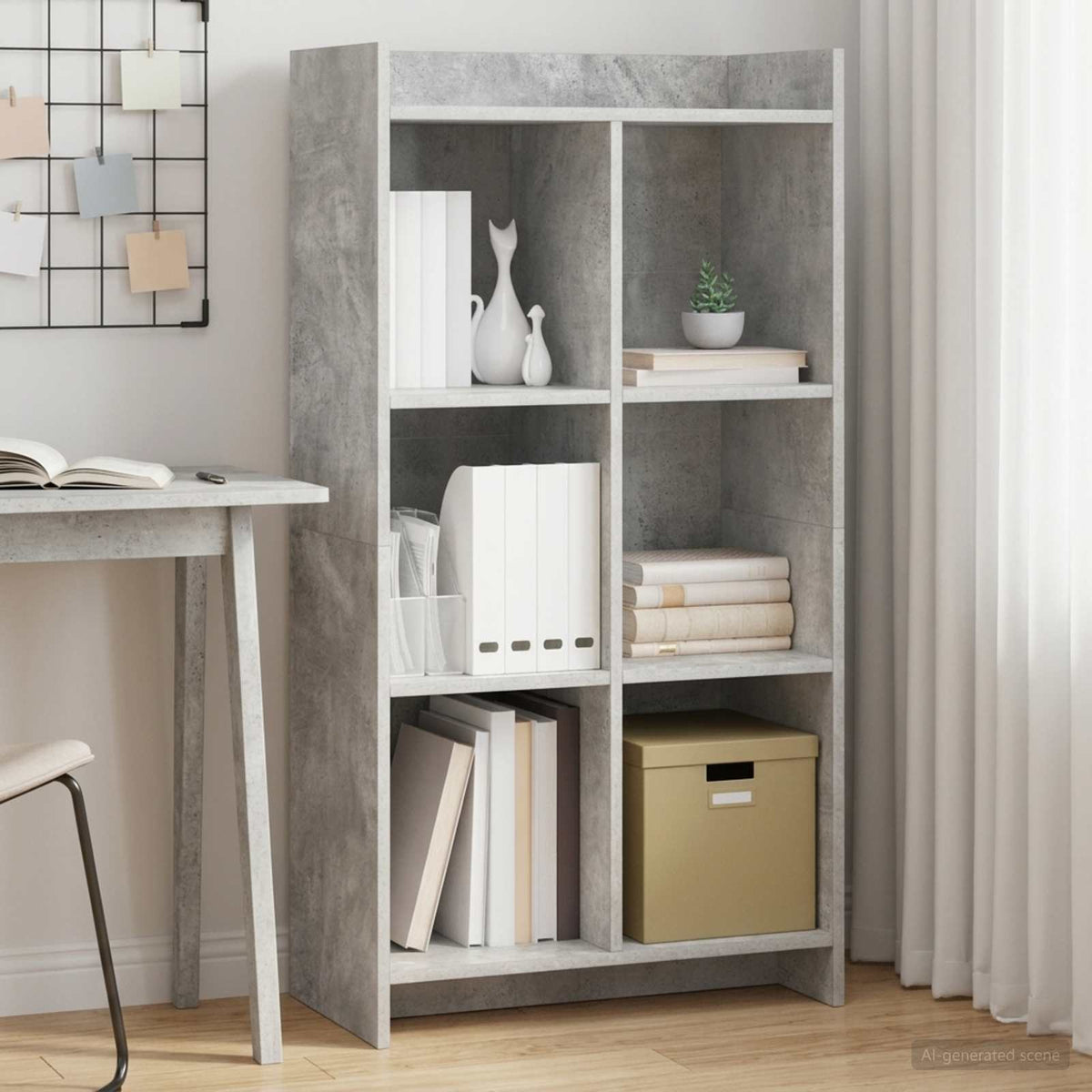 Bogreol Beton Grå 59 x 30 x 111 cm Konstrueret træ