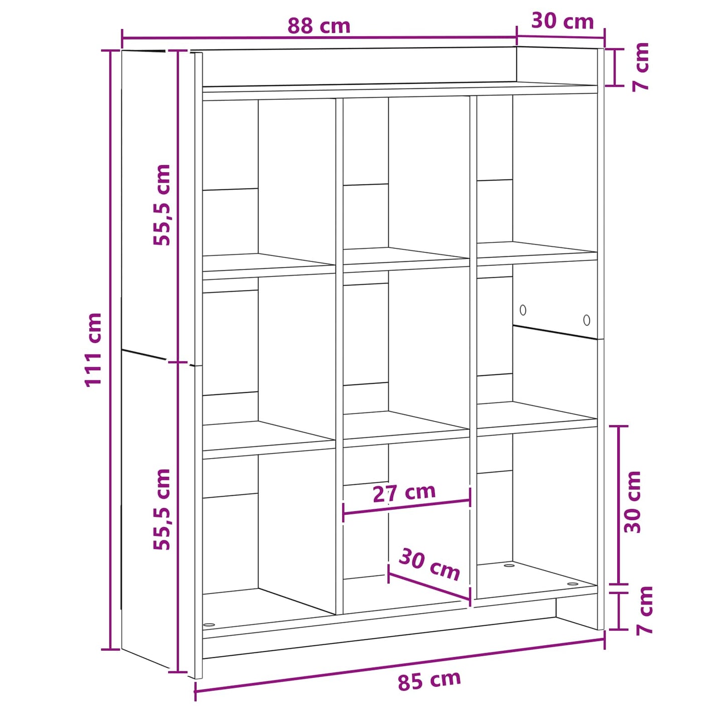 Bogreol Sort eg 87,5 x 30 x 111 cm Konstrueret træ