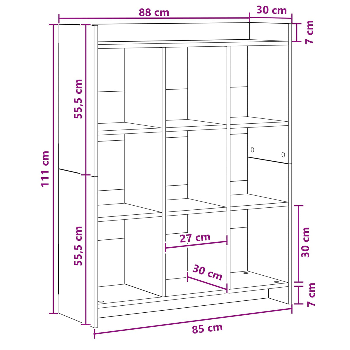 Bogreol Røget eg 87,5 x 30 x 111 cm Konstrueret træ