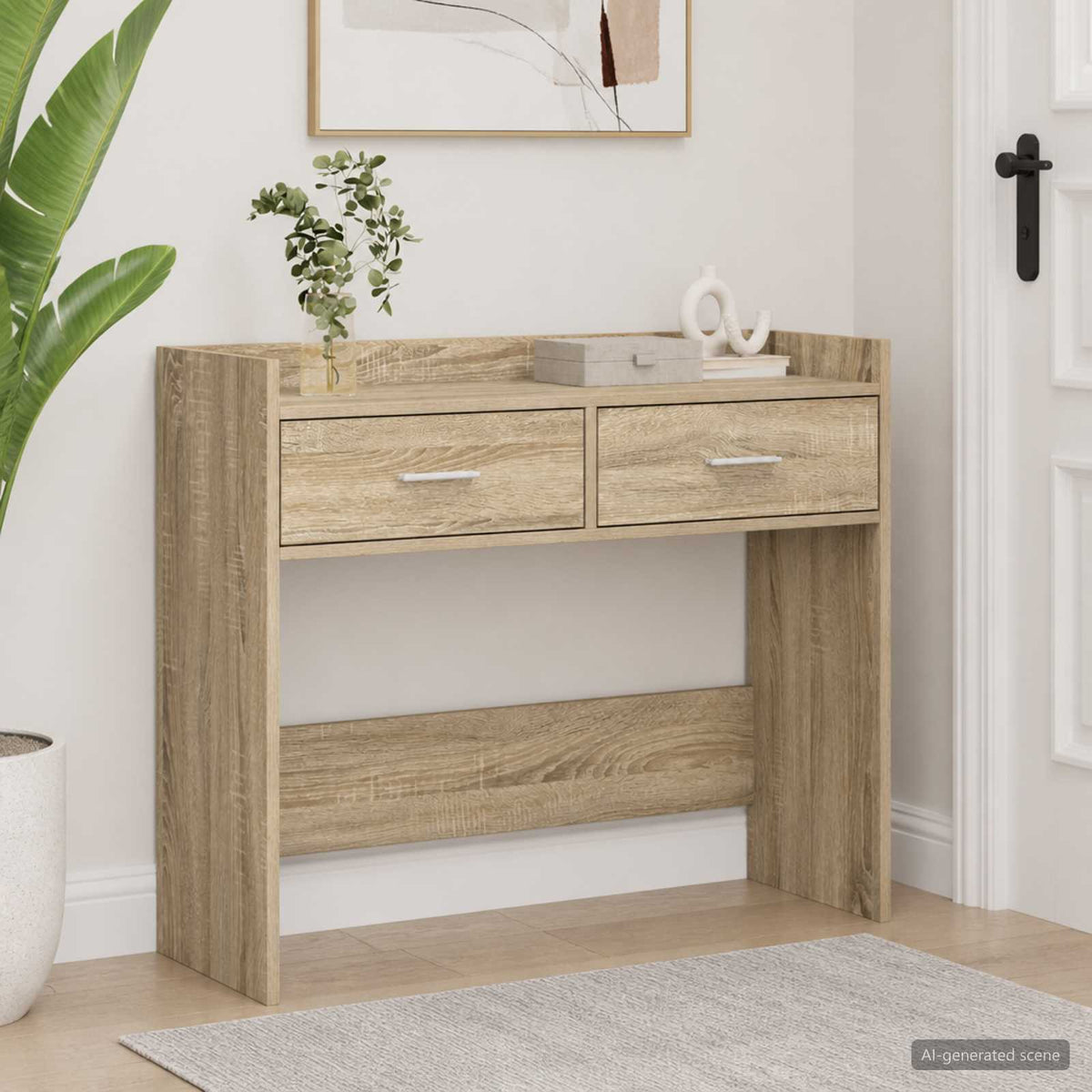 Konsolbord Sonoma-eg 90 x 35 x 80 cm Konstrueret træ