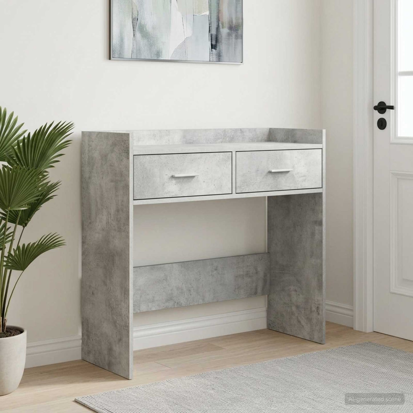 Konsolbord Betongrå 90 x 35 x 80 cm Konstrueret træ
