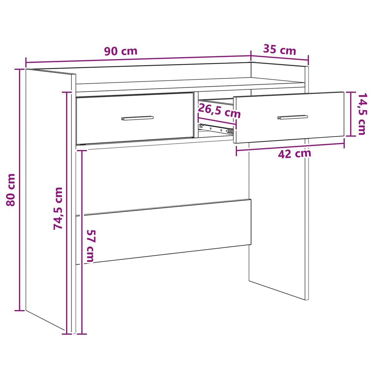 Konsolbord Artisan-eg 90 x 35 x 80 cm Konstrueret træ