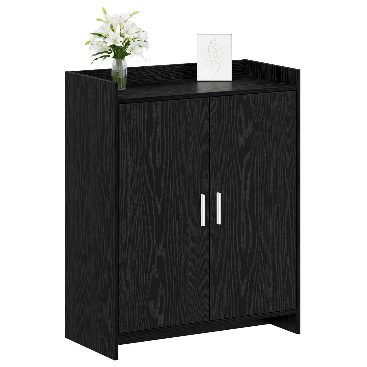 Sko skab med dør Sort eg 73,5 x 36 x 92 cm Konstrueret træ