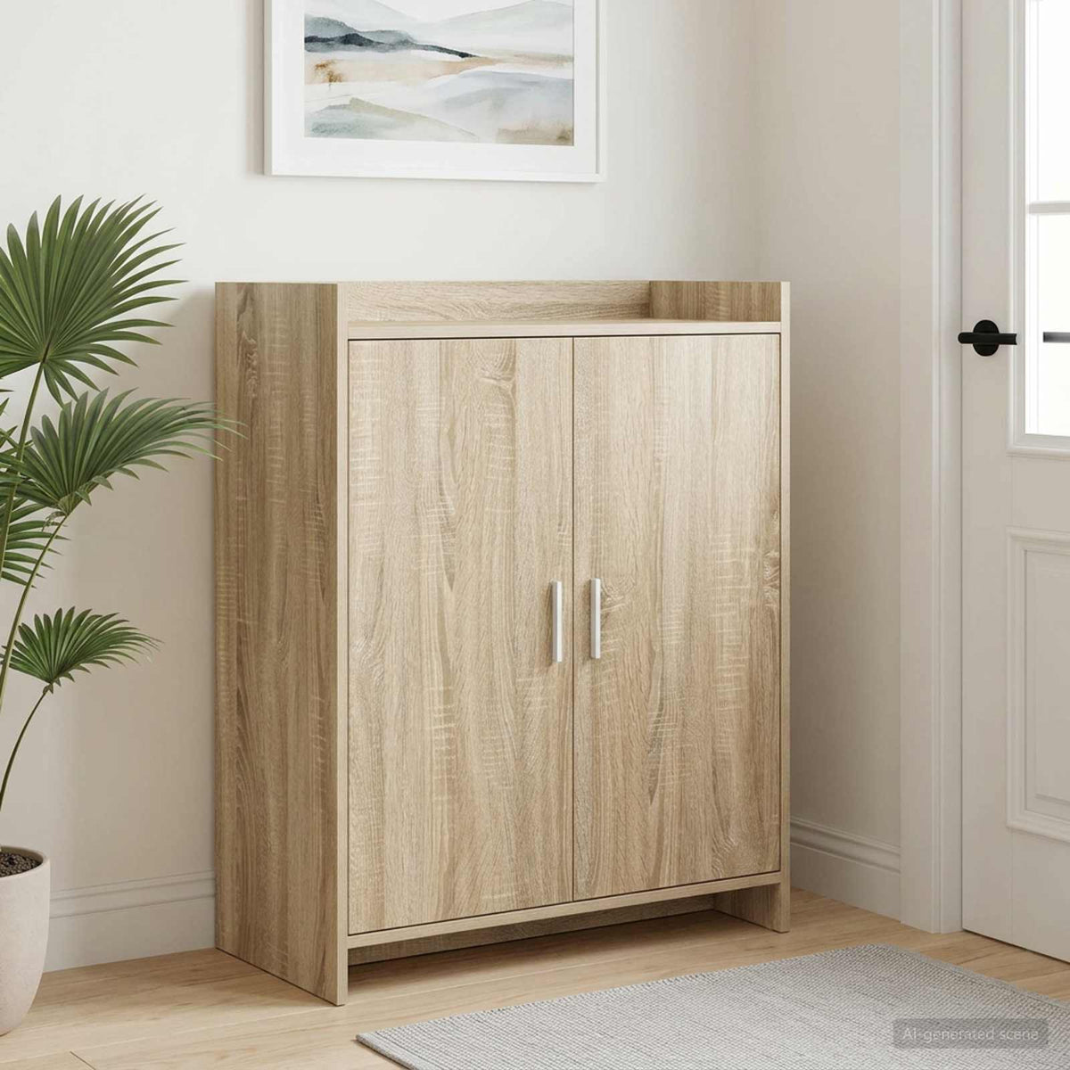 Sko skab med dør Sonoma-eg 73,5 x 36 x 92 cm Konstrueret træ