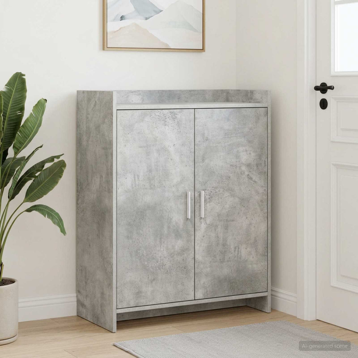 Sko skab med dør Betongrå 73,5 x 36 x 92 cm Konstrueret træ