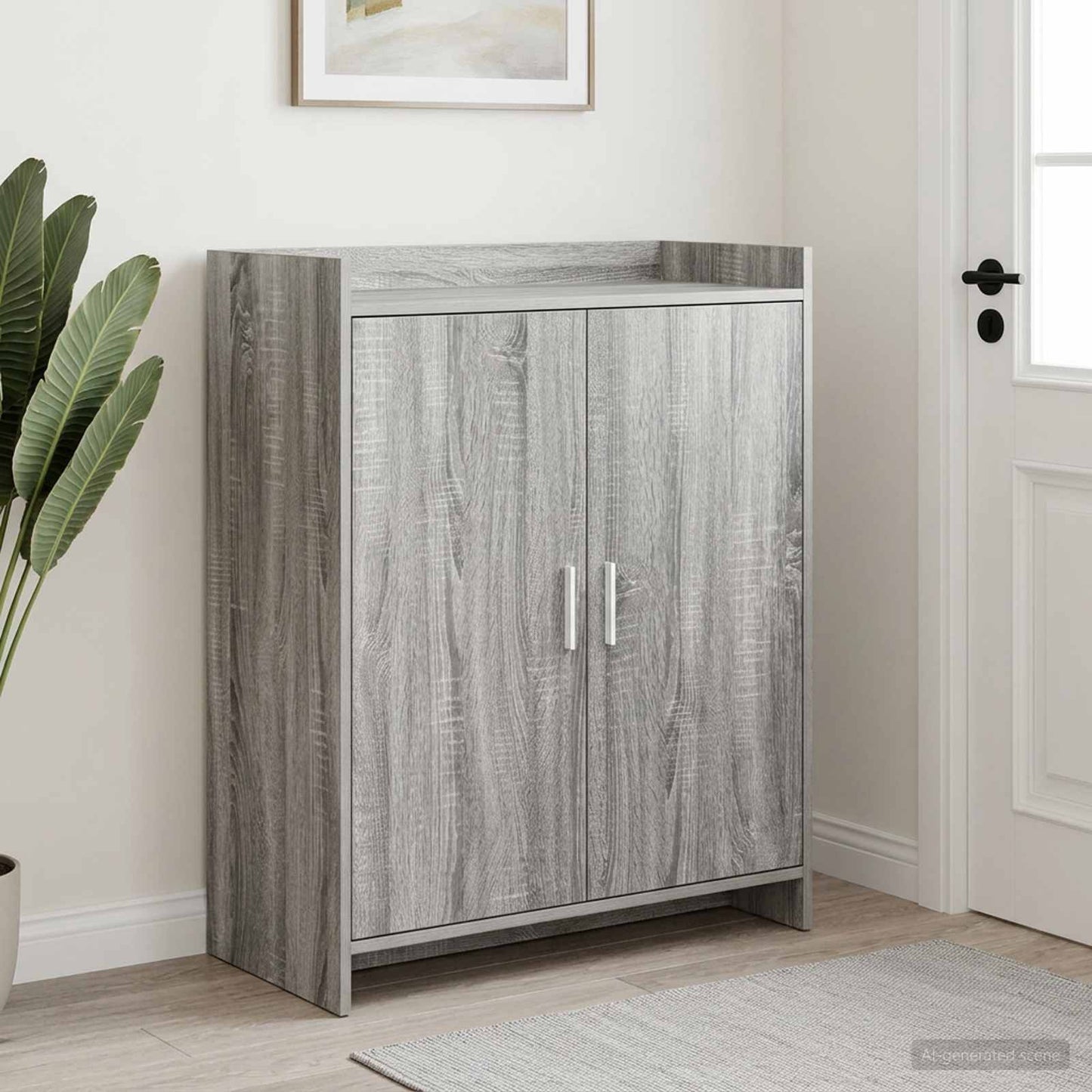 Sko skab med dør Grå Sonoma 73,5 x 36 x 92 cm Konstrueret træ