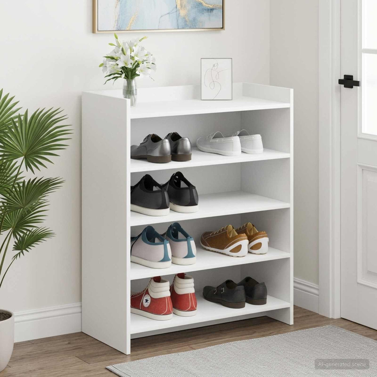 Sko skab med opbevaring Hvid 73,5 x 36 x 92 cm Konstrueret træ