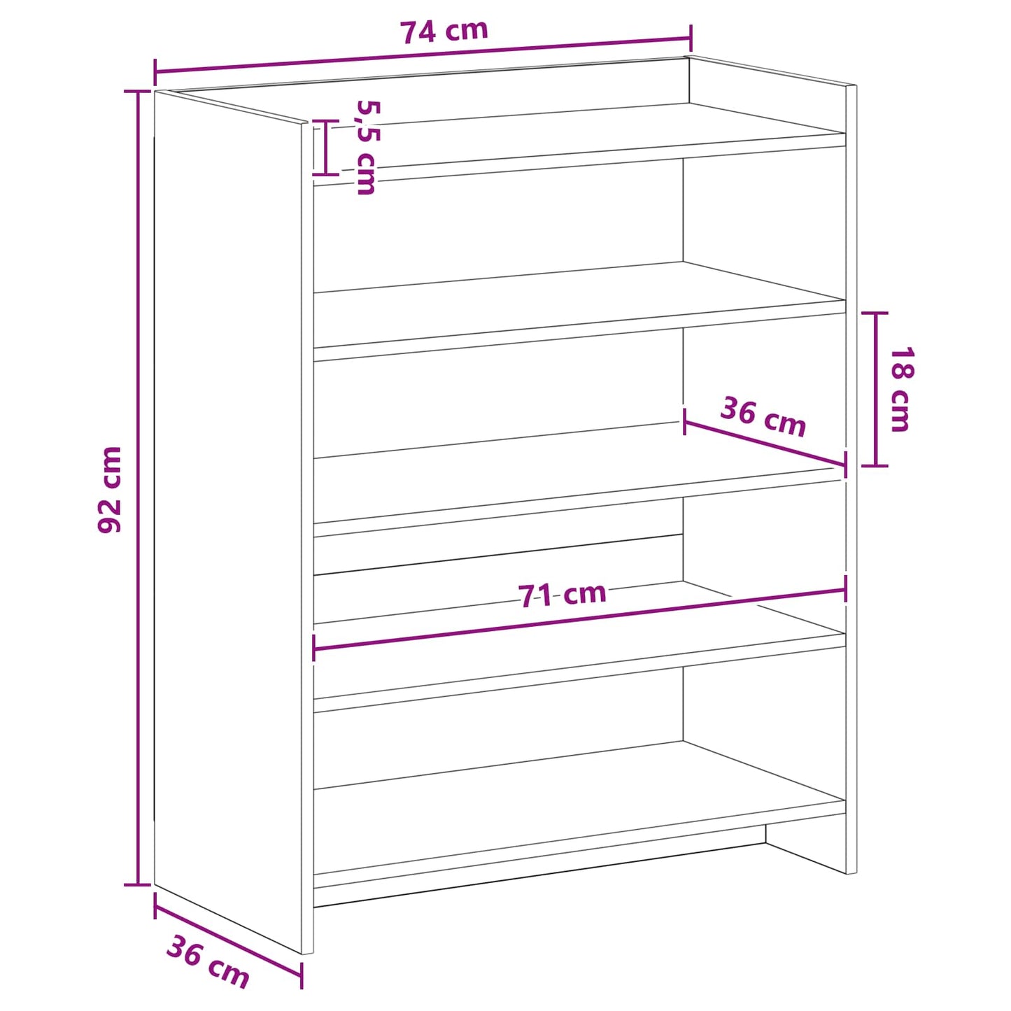 Sko skab med opbevaring Hvid 73,5 x 36 x 92 cm Konstrueret træ