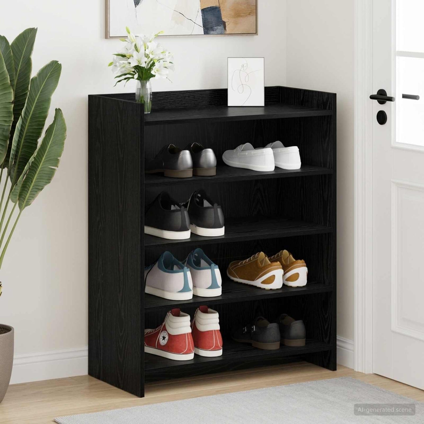 Sko skab Sort eg 73,5 x 36 x 92 cm Konstrueret træ
