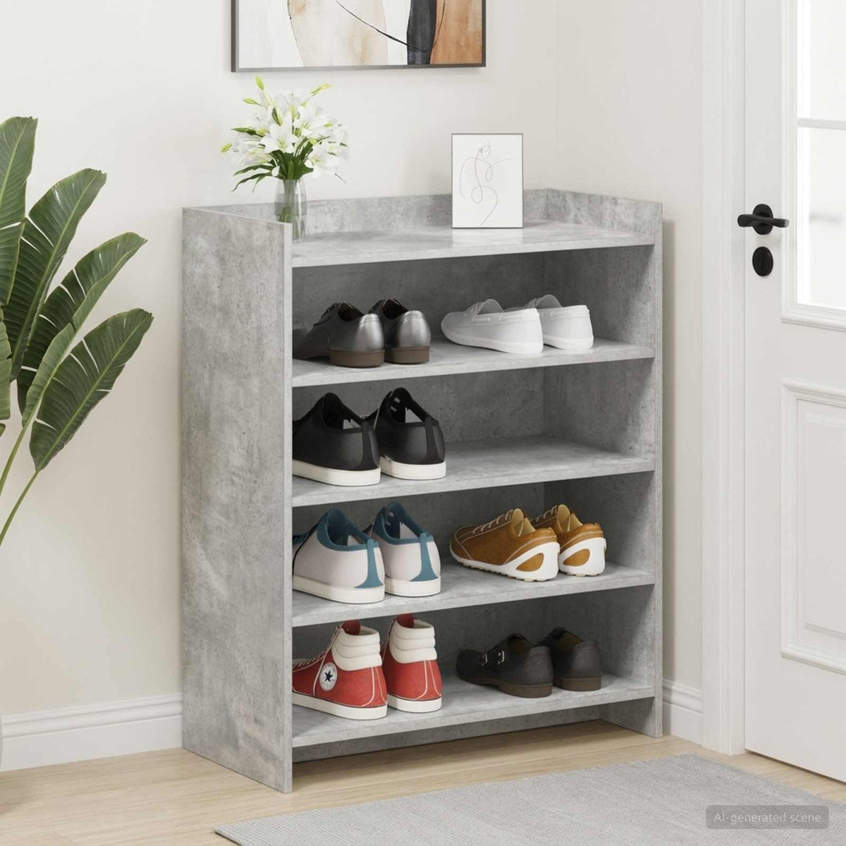 Sko skab Betongrå 73,5 x 36 x 92 cm Konstrueret træ