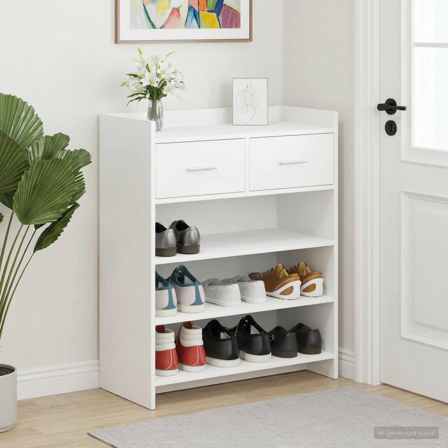 Sko skab 73,5 x 36 x 92 cm Konstrueret træ Hvid