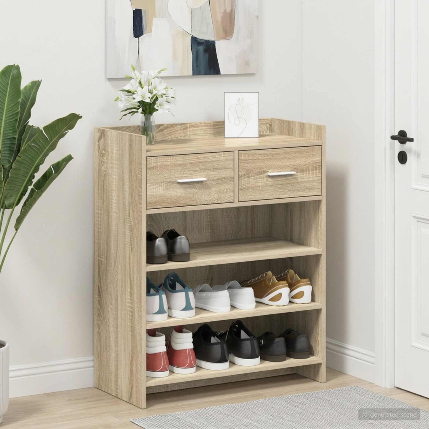 Sko skab 73,5 x 36 x 92 cm Konstrueret træ Sonoma-eg