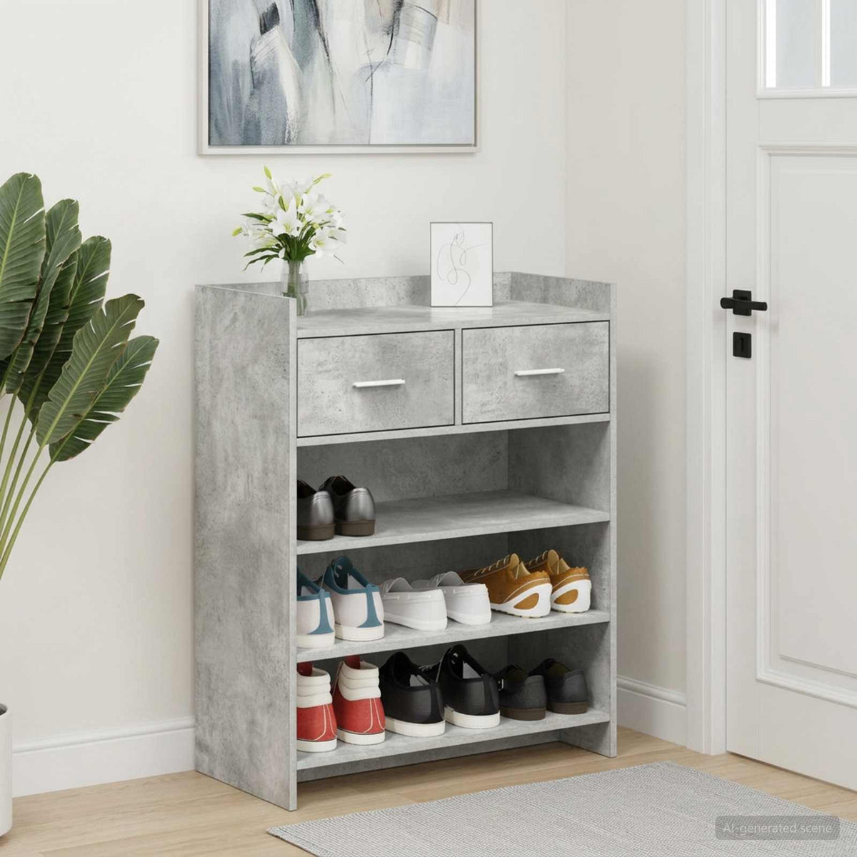 Sko skab 73,5 x 36 x 92 cm Konstrueret træ Betongrå