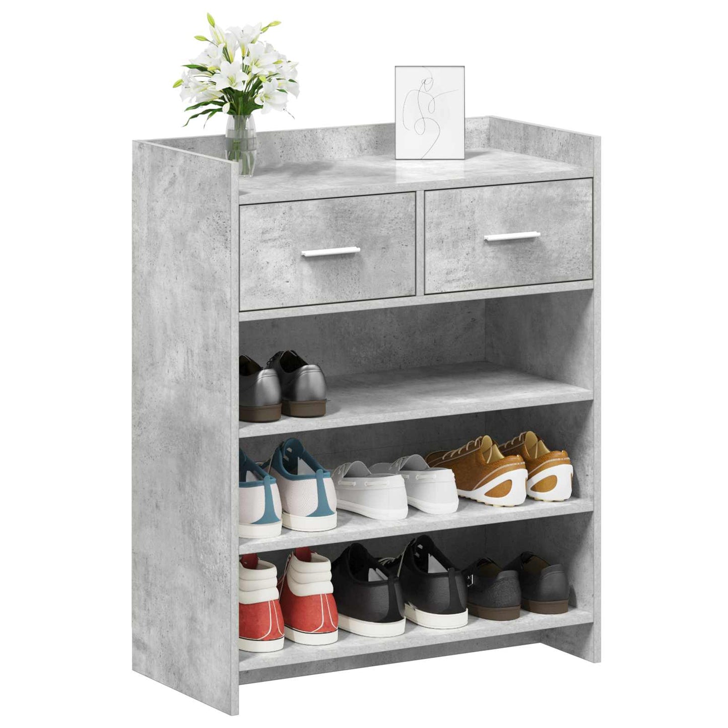 Sko skab 73,5 x 36 x 92 cm Konstrueret træ Betongrå
