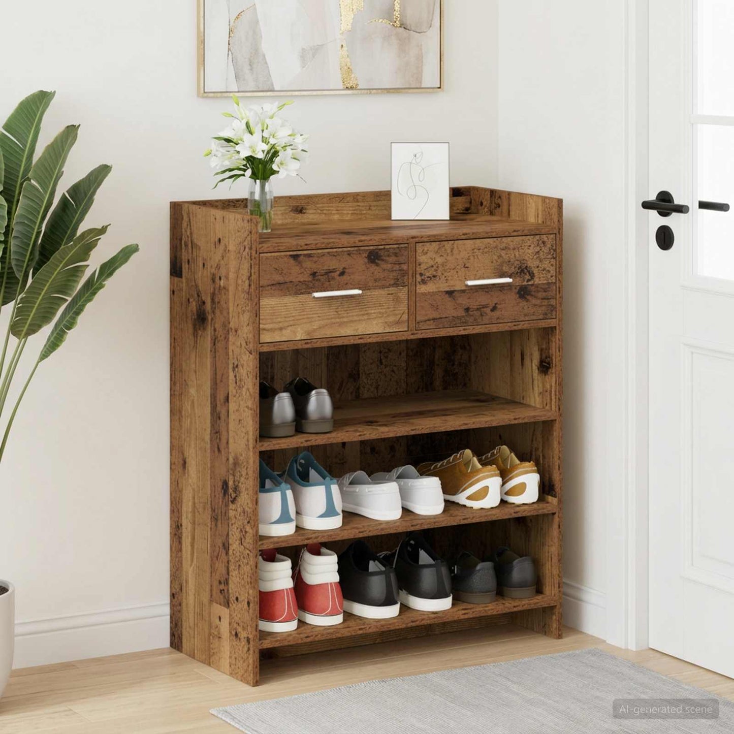 Sko skab 73,5 x 36 x 92 cm Konstrueret træ Gammelt træ