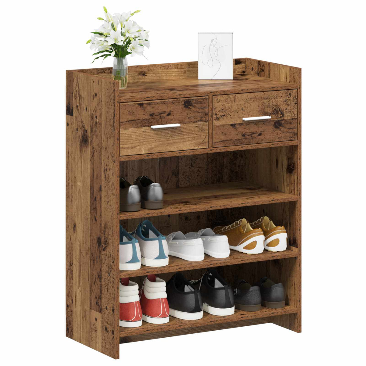 Sko skab 73,5 x 36 x 92 cm Konstrueret træ Gammelt træ