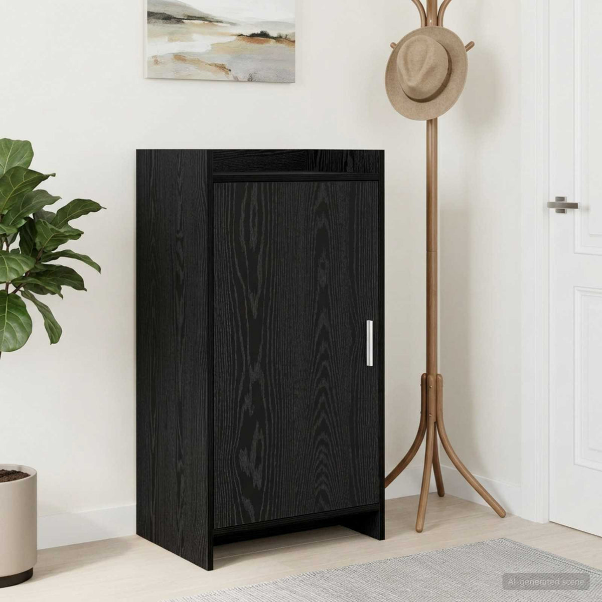 Sko skab med opbevaring Sort eg 48 x 36 x 92 cm Konstrueret træ