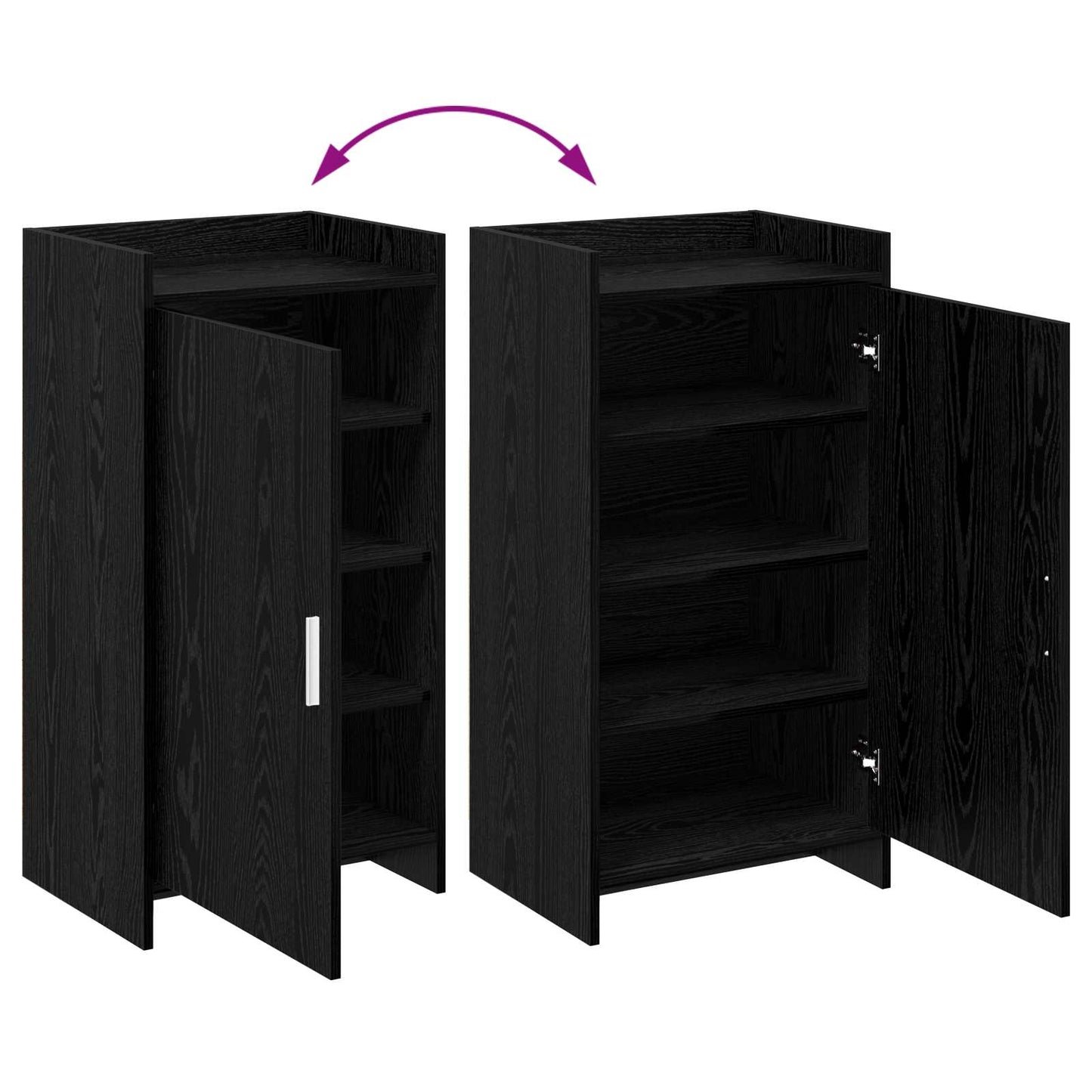 Sko skab med opbevaring Sort eg 48 x 36 x 92 cm Konstrueret træ