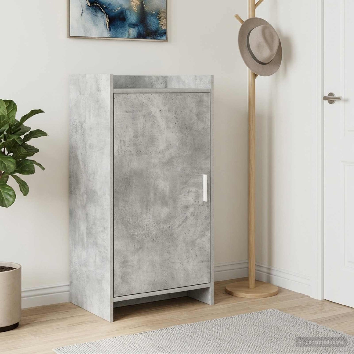 Sko skab med dør Betongrå 48 x 36 x 92 cm Konstrueret træ