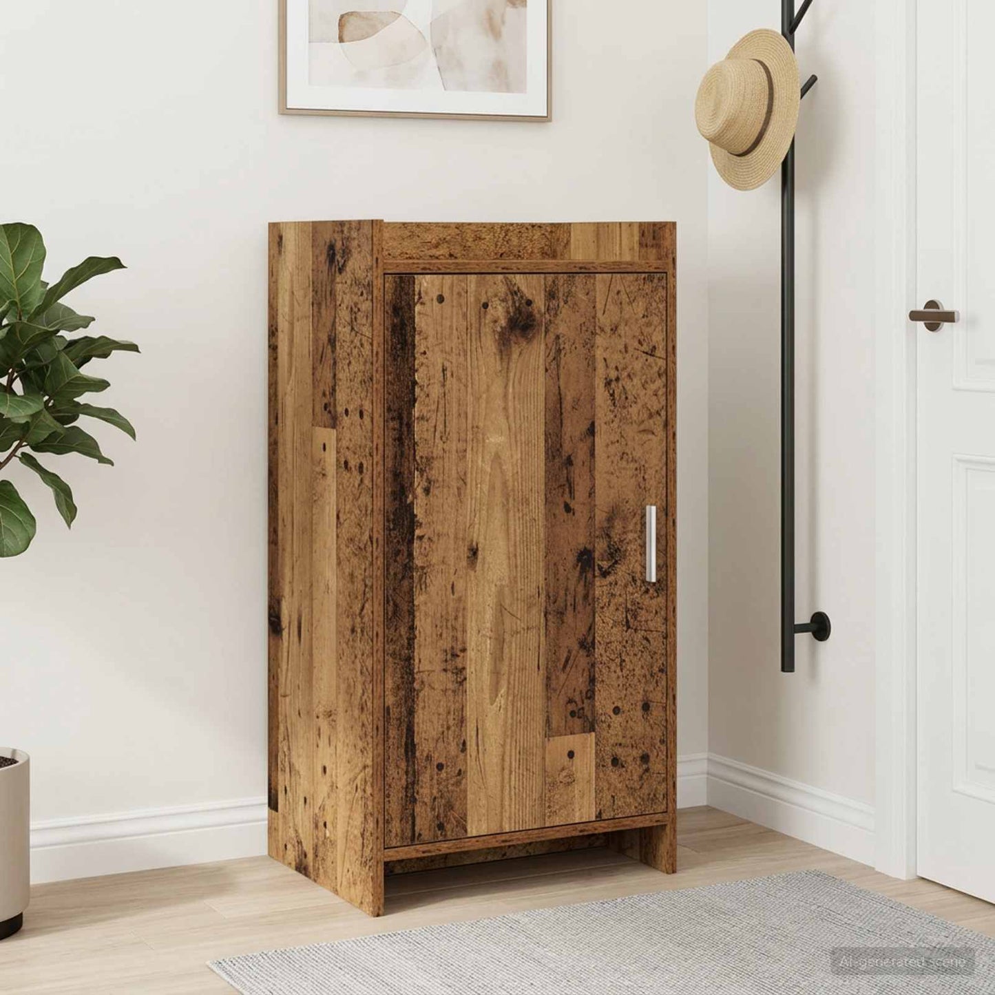 Sko skab med dør Gammelt træ 48 x 36 x 92 cm Konstrueret træ