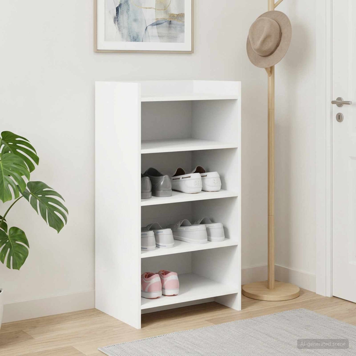 Sko skab med opbevaring Hvid 48 x 36 x 92 cm Konstrueret træ
