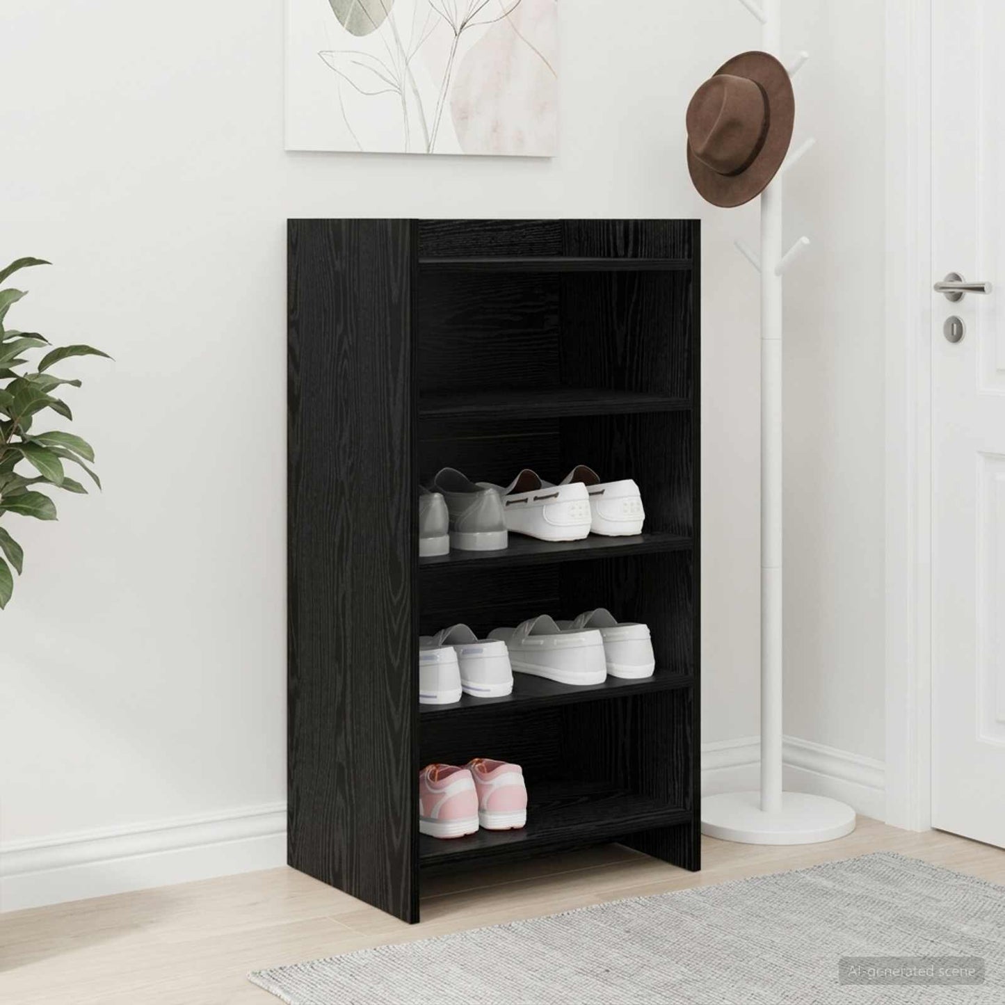 Sko skab med opbevaring Sort eg 48 x 36 x 92 cm Konstrueret træ