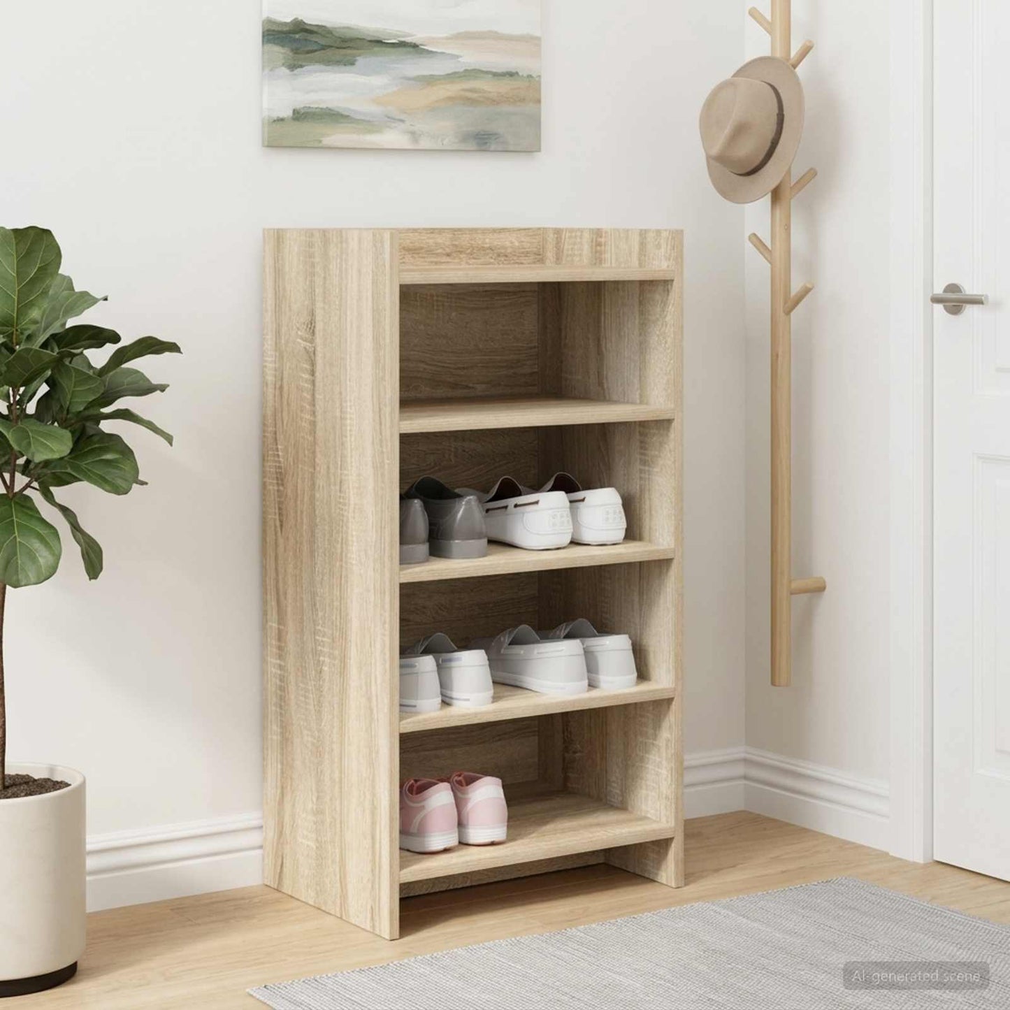 Sko skab Sonoma-eg 48 x 36 x 92 cm Konstrueret træ