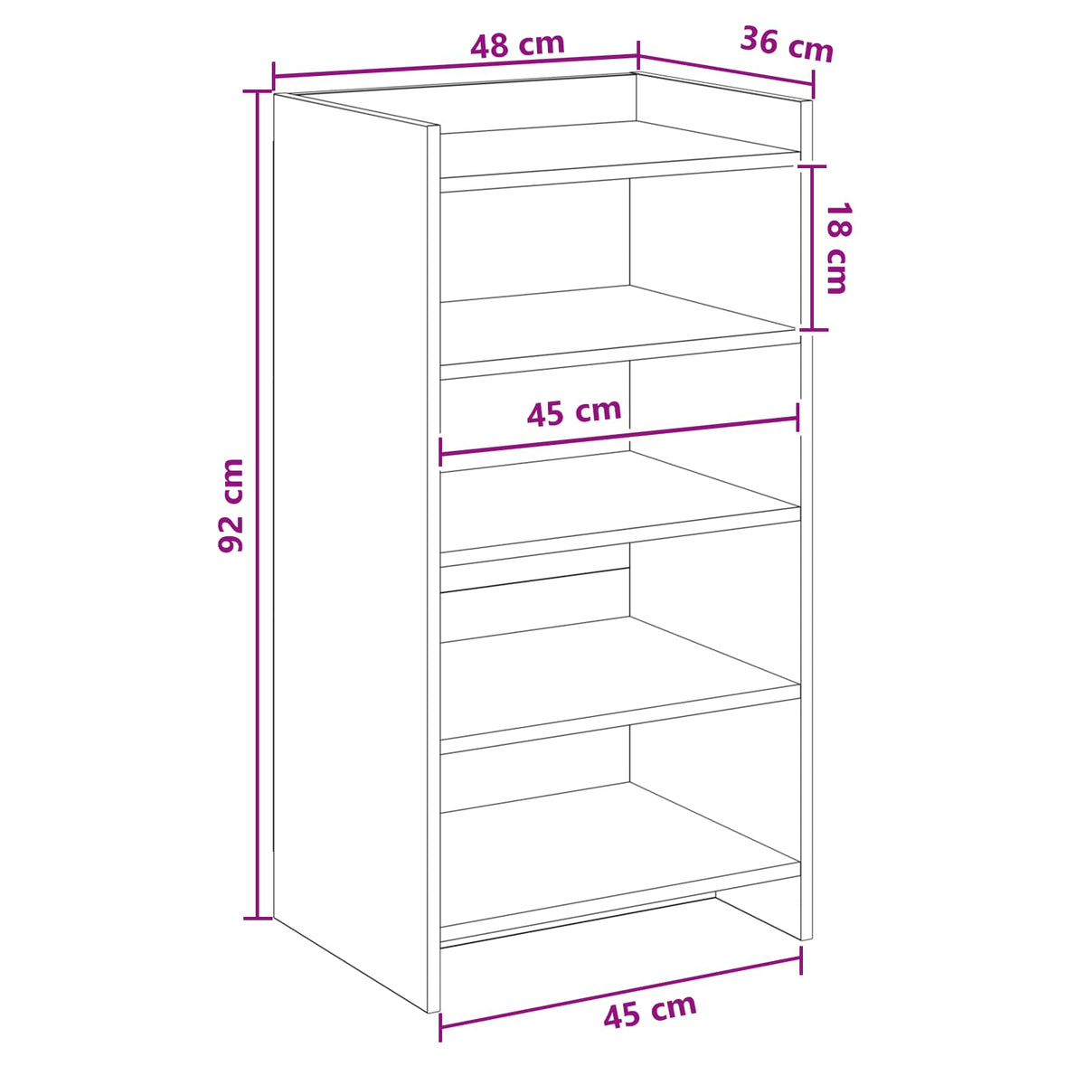 Sko skab Sonoma-eg 48 x 36 x 92 cm Konstrueret træ