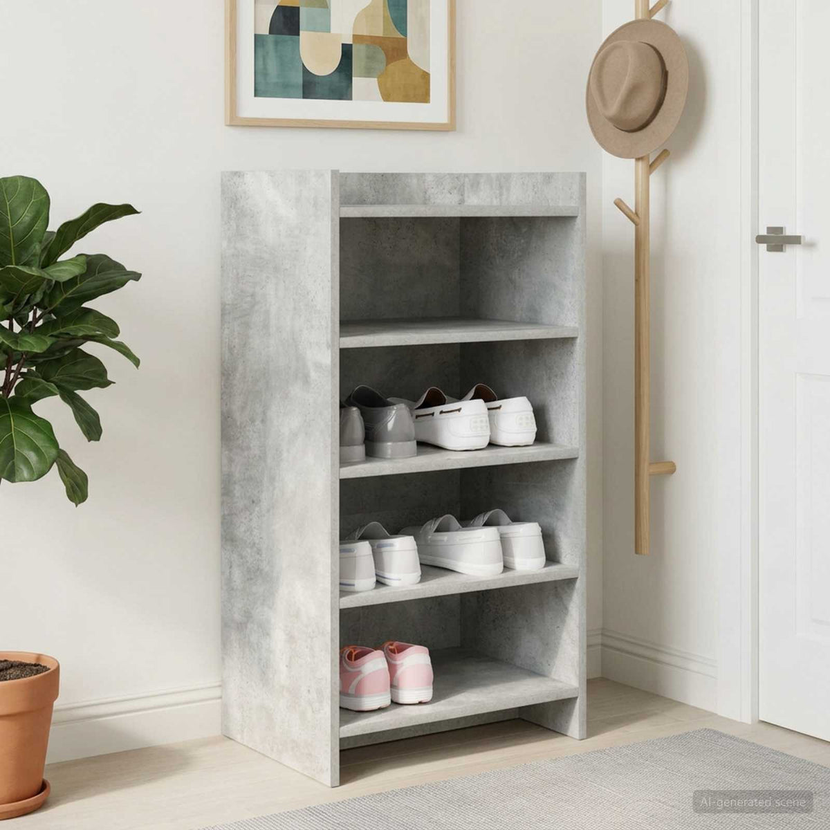 Sko skab Betongrå 48 x 36 x 92 cm Konstrueret træ