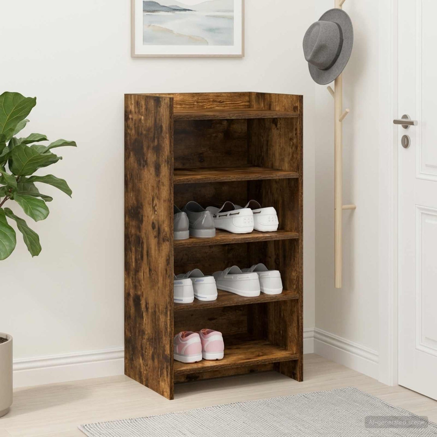 Sko skab Røget eg 48 x 36 x 92 cm Konstrueret træ