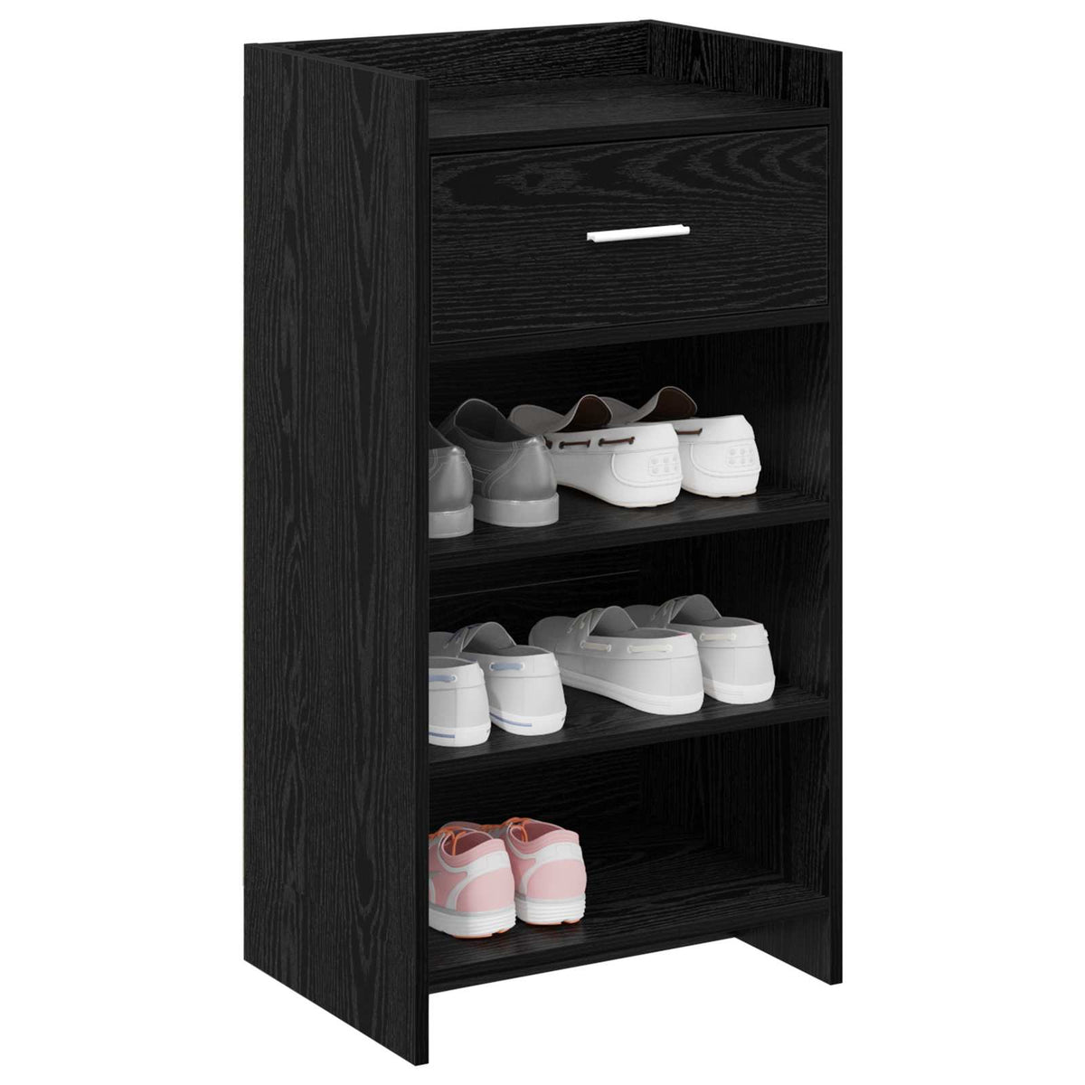 Sko skab med skuffe Sort eg 48 x 36 x 92 cm Konstrueret træ
