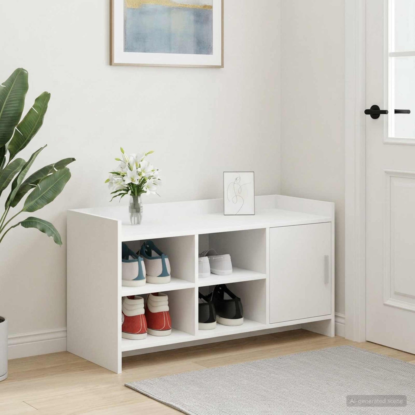Sko skab med opbevaring Hvid 100 x 39,5 x 51 cm Konstrueret træ