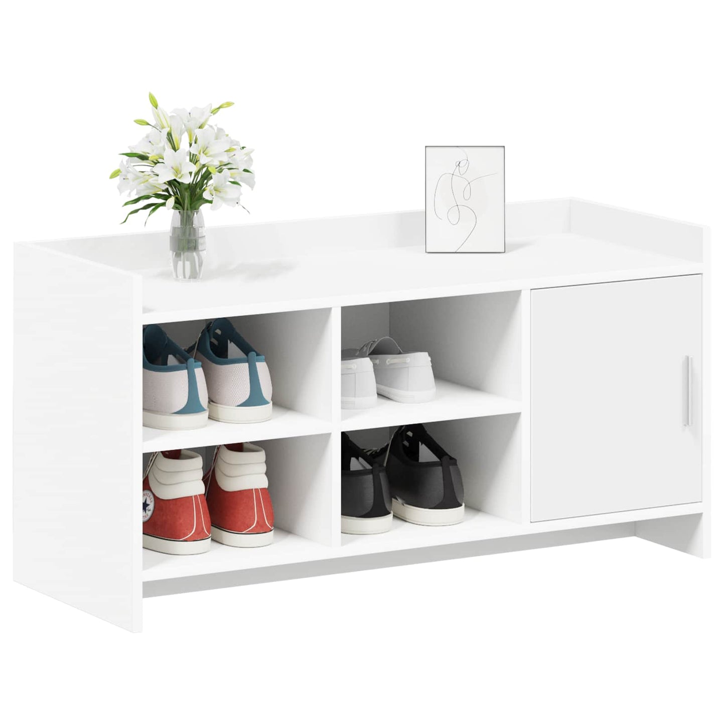 Sko skab med opbevaring Hvid 100 x 39,5 x 51 cm Konstrueret træ
