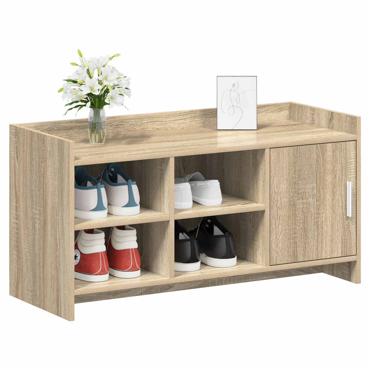 Sko skab med dør Sonoma-eg 100 x 39,5 x 51 cm Konstrueret træ