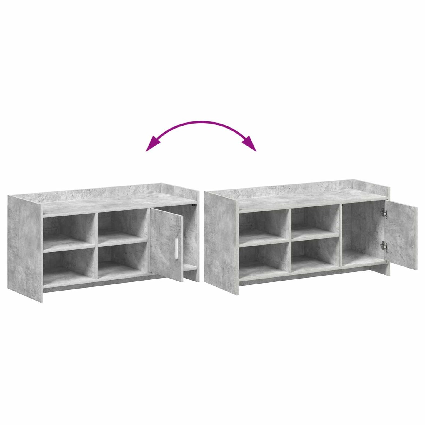Sko skab med dør Betongrå 100 x 39,5 x 51 cm Konstrueret træ