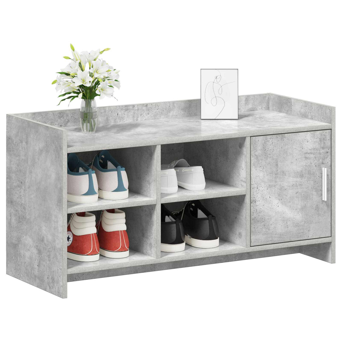 Sko skab med dør Betongrå 100 x 39,5 x 51 cm Konstrueret træ