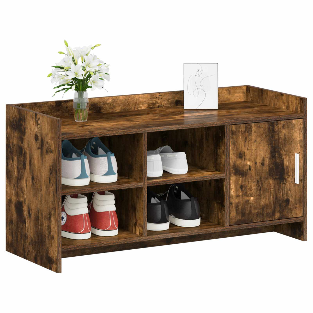 Sko skab med dør Røget eg 100 x 39,5 x 51 cm Konstrueret træ