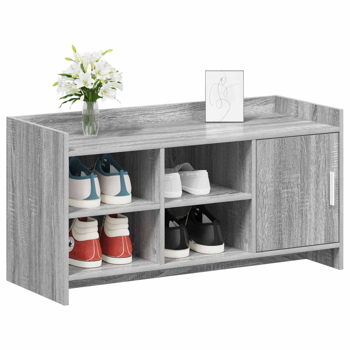 Sko skab med dør Grå Sonoma 100 x 39,5 x 51 cm Konstrueret træ