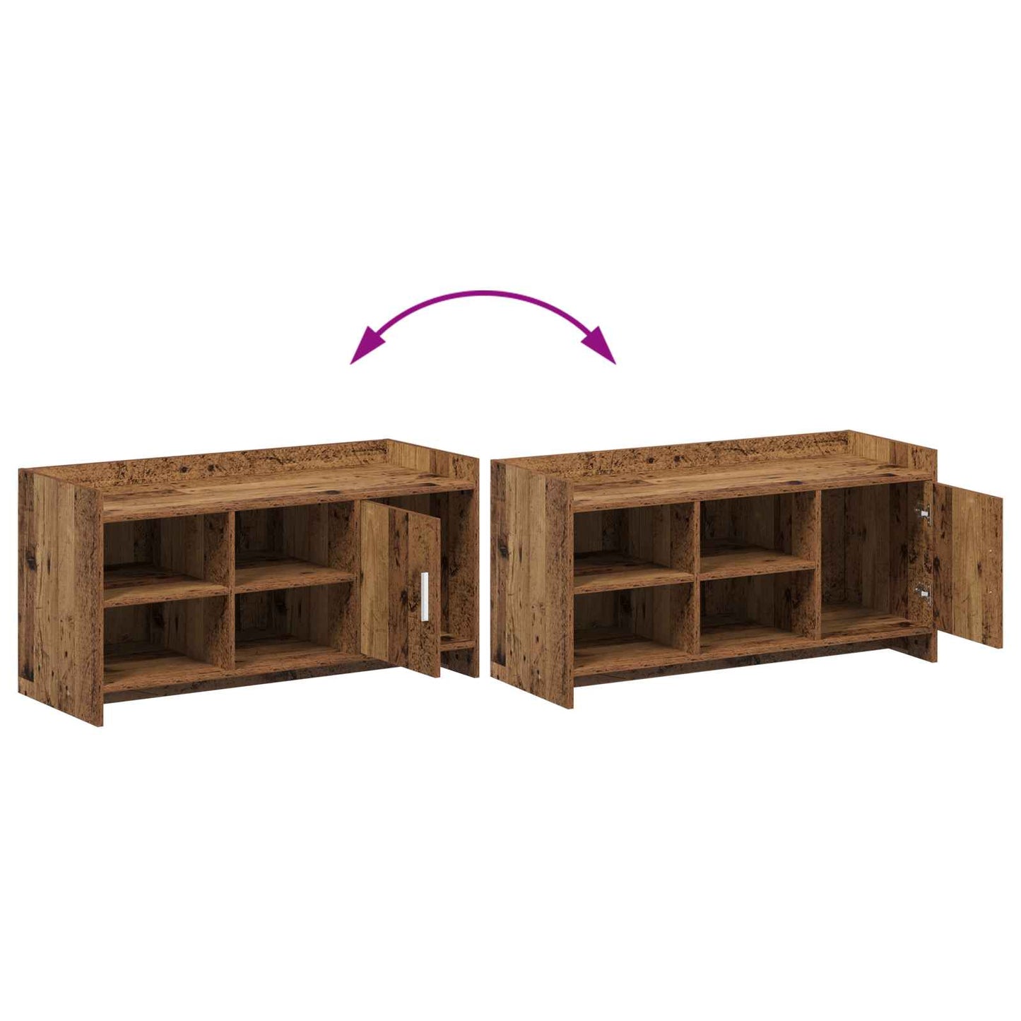Sko skab med dør Gammelt træ 100 x 39,5 x 51 cm Konstrueret træ