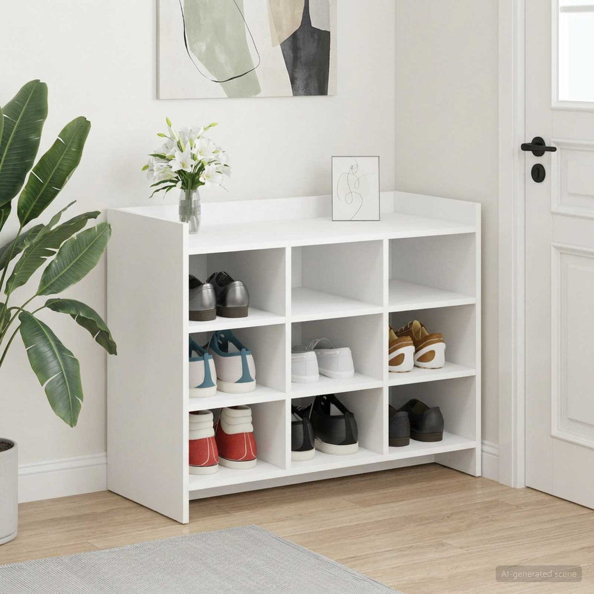 Sko skab med opbevaring Hvid 85 x 39,5 x 70 cm Konstrueret træ