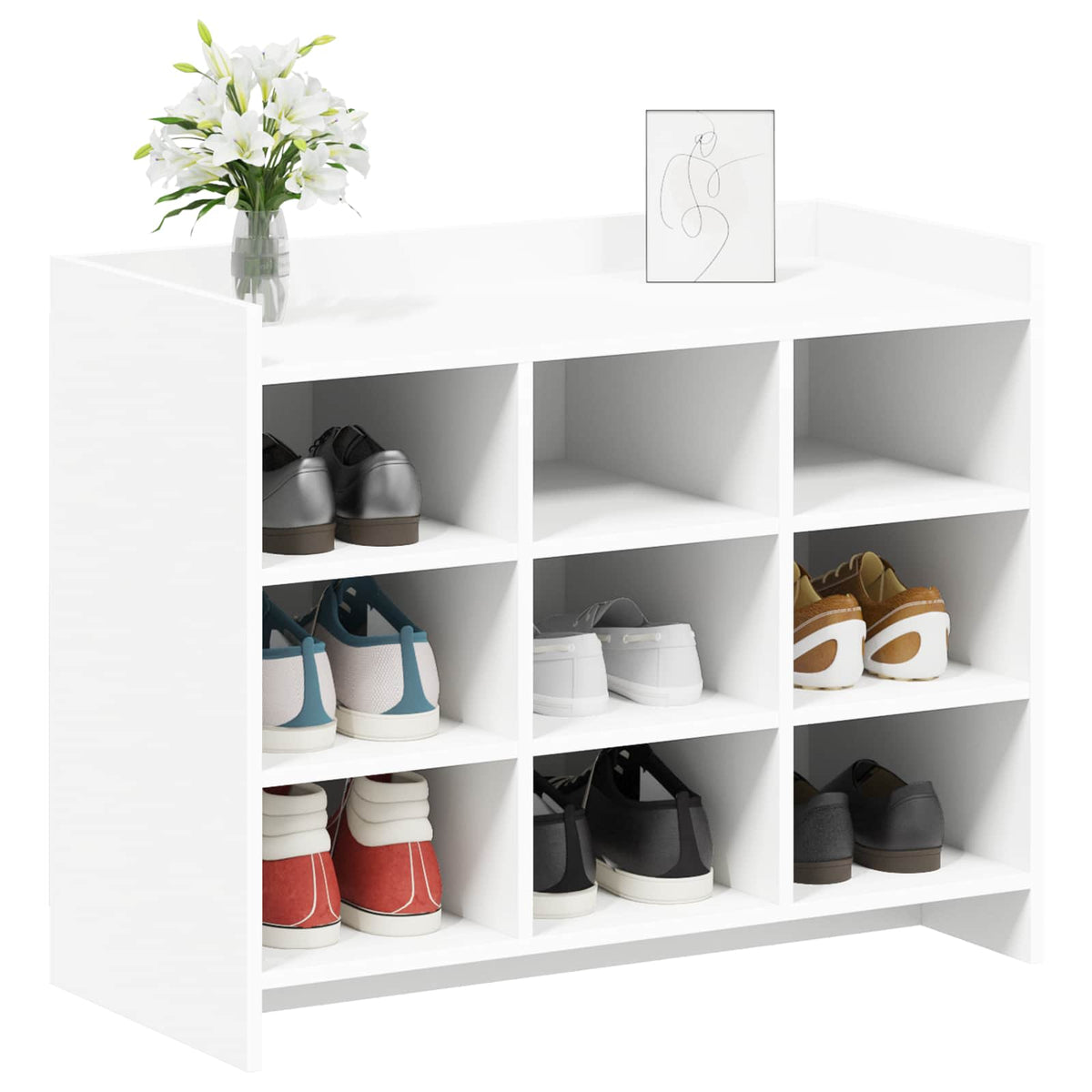 Sko skab med opbevaring Hvid 85 x 39,5 x 70 cm Konstrueret træ