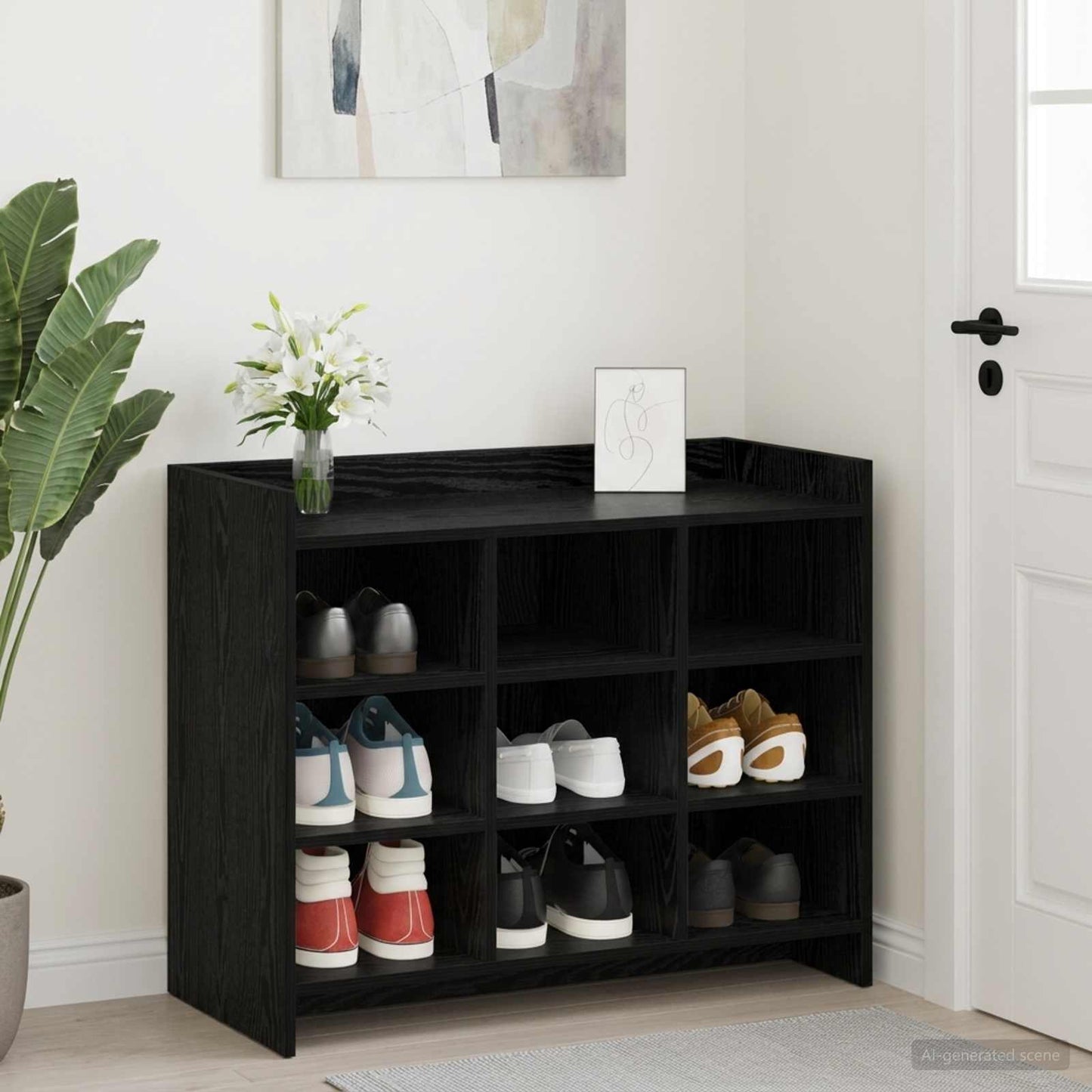 Sko skab Sort eg 85 x 39,5 x 70 cm Konstrueret træ
