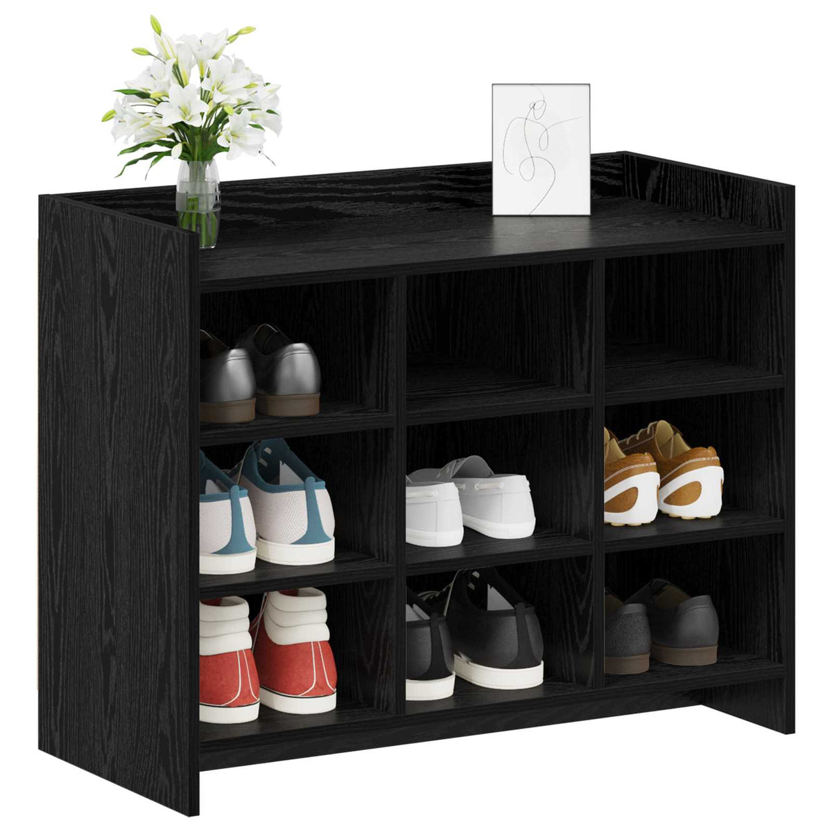 Sko skab Sort eg 85 x 39,5 x 70 cm Konstrueret træ