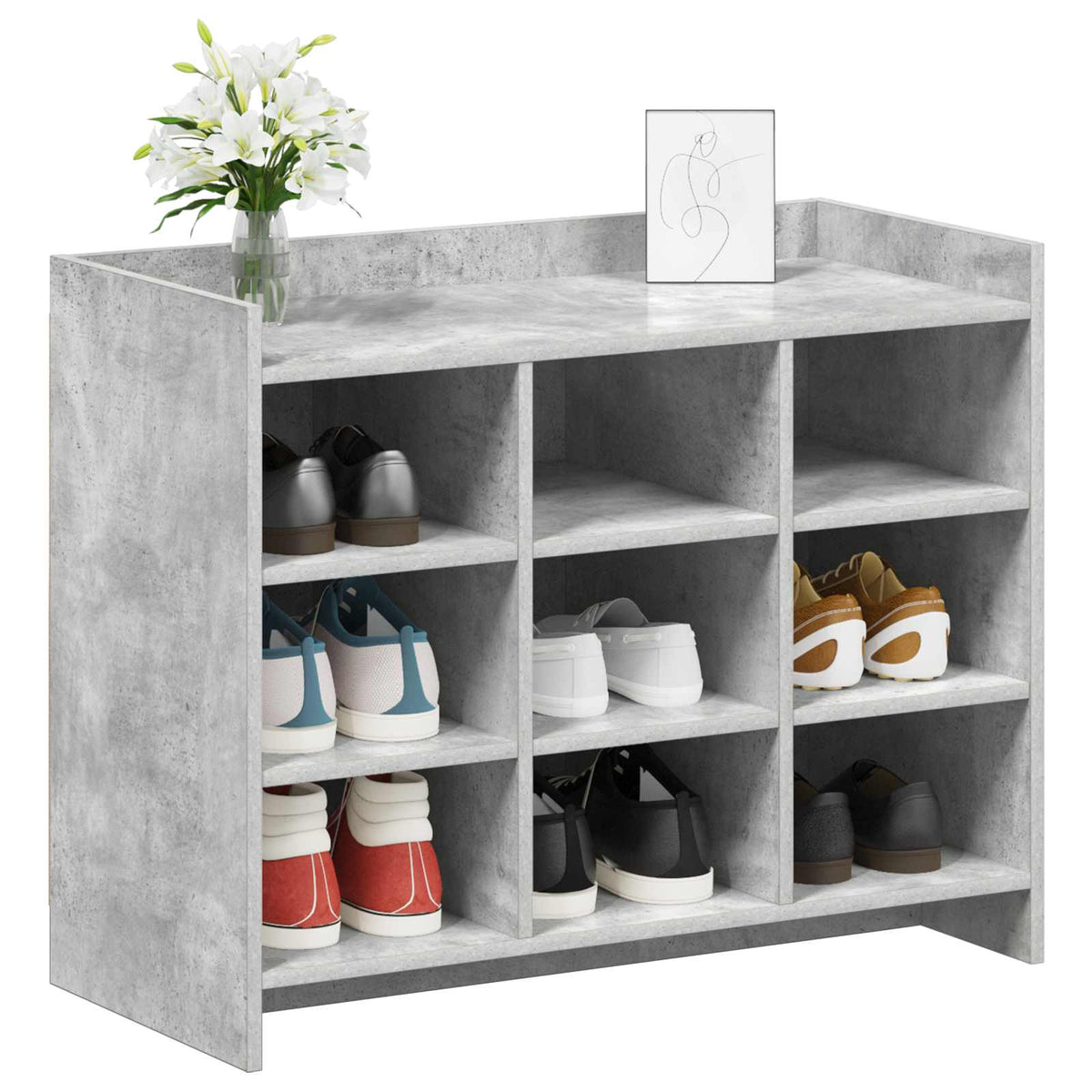 Sko skab Betongrå 85 x 39,5 x 70 cm Konstrueret træ