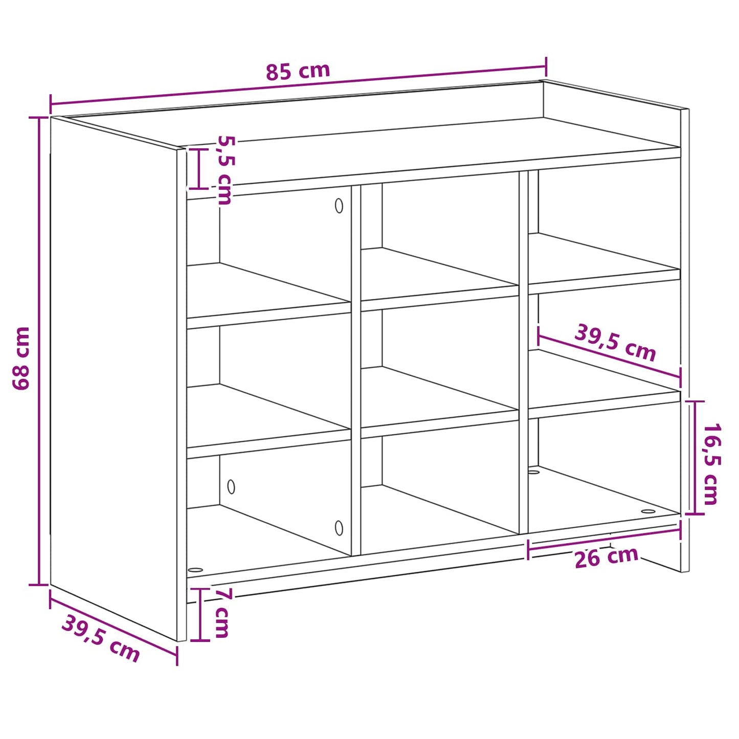 Sko skab Betongrå 85 x 39,5 x 70 cm Konstrueret træ