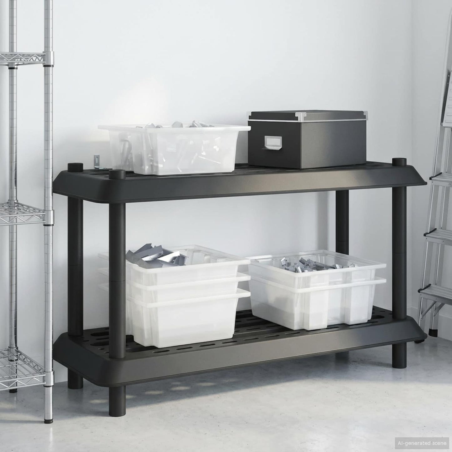 Reol 2 niveauer 100 x 40 x 55,5 cm PP Antracit