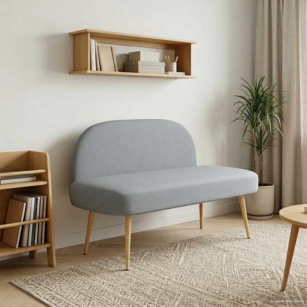 Polstret bænk med ryg Lysegrå 110 x 60 x 76 cm Polyester