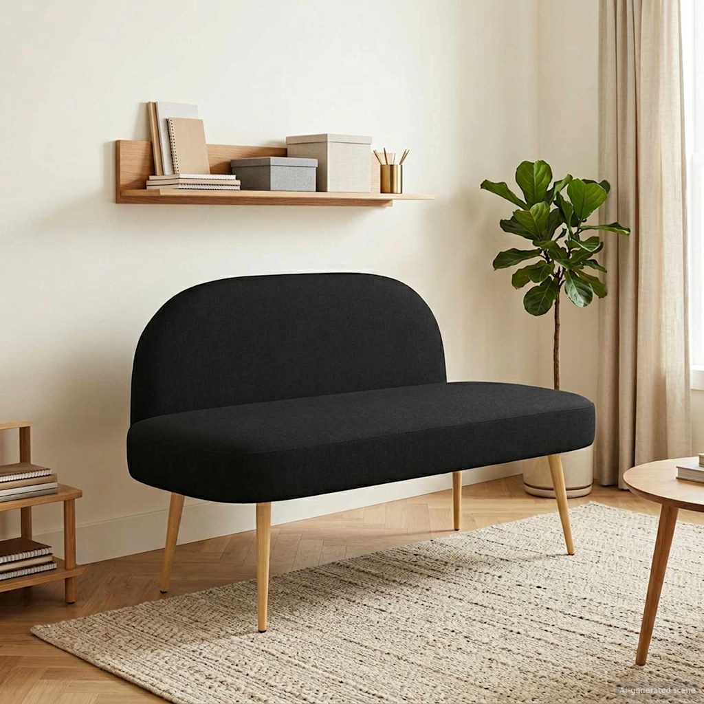 Polstret bænk med ryg Sort 110 x 60 x 76 cm